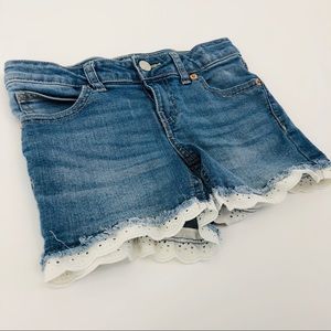 Cat & Jack girls blue denim white lace trim M